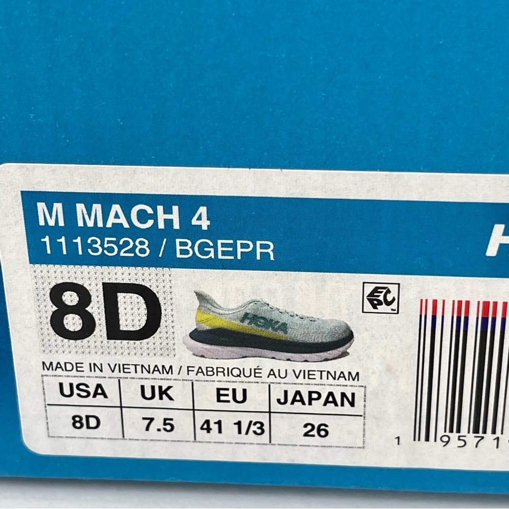 NWT Hoka Mach 4 Running Shoes in Blue Glass / Evening Primrose , Hoka One - Picture 14 of 17